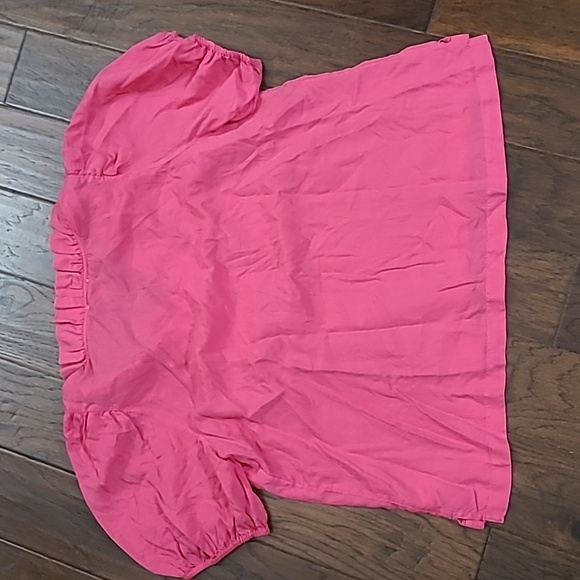 NWT Crown & Ivy Pink V-neck with Ruffled Collar & Puff Sleeves size 2X - Picture 2 of 8